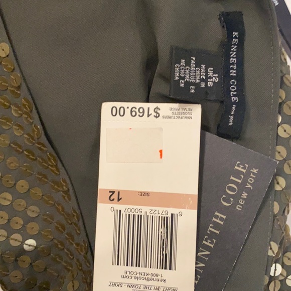 KENNETH COLE NY - NWT - sequin olive mini skirt, zipper - 12 - Picture 6 of 16